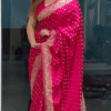 Rani Pink Zari & Sequins Work Raw Silk Saree - Image 4